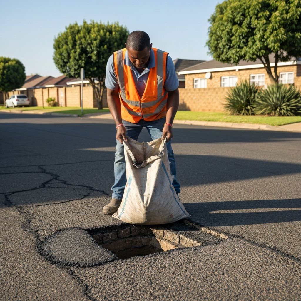 Pothole being repaired